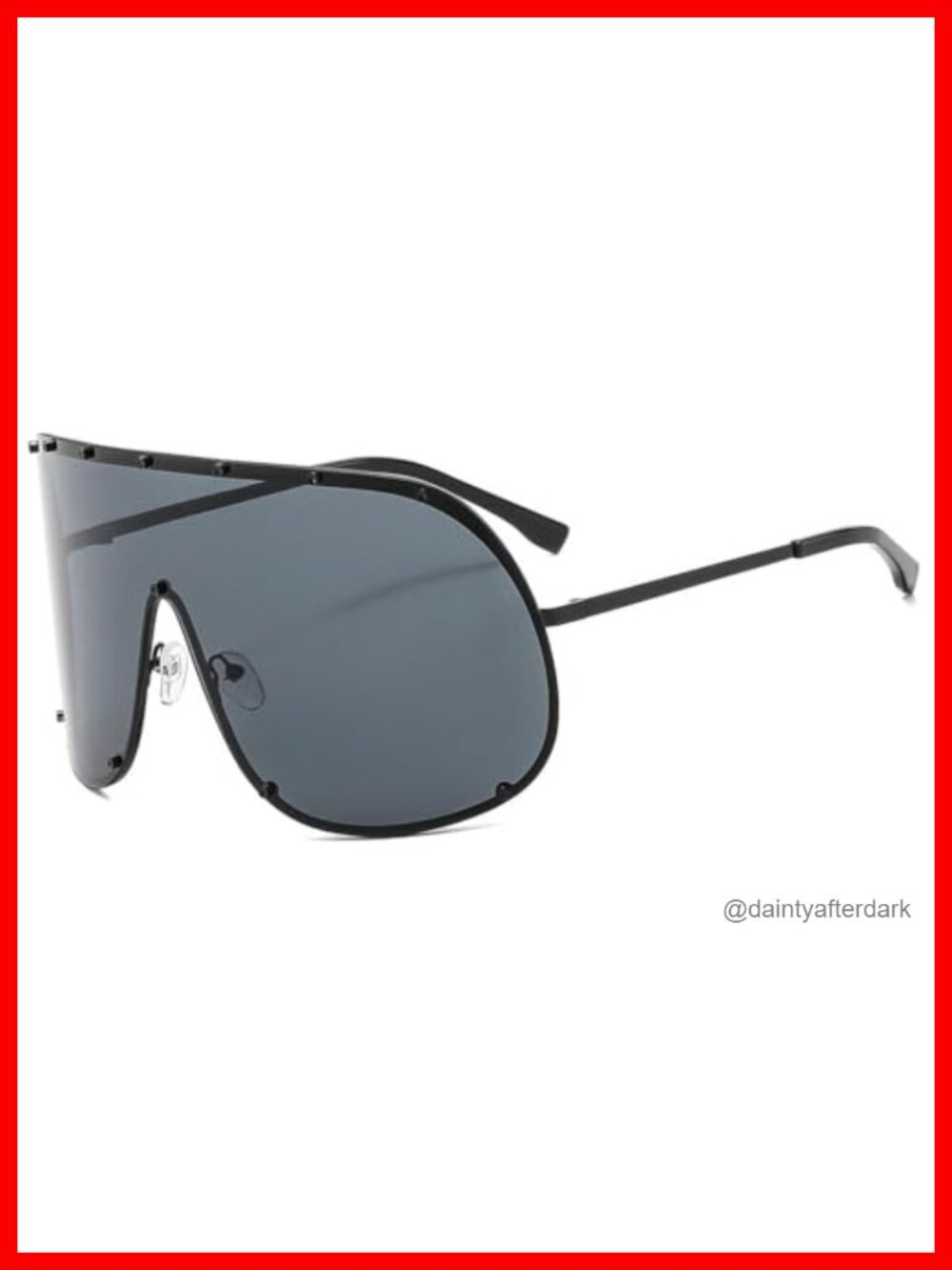 Oversized Square Shield Sunglasses UV400 Protection Metal Frame